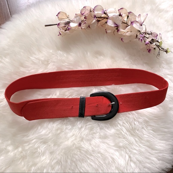 Vintage red belt, black patent buckle (XS-S) - Picture 3 of 7